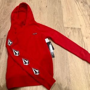 red volcom hoodie